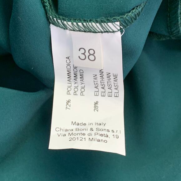 2 Kaliska Green Velvet Polyamide Blend Off Shoulder Fitted Midi Dress - Picture 11 of 11